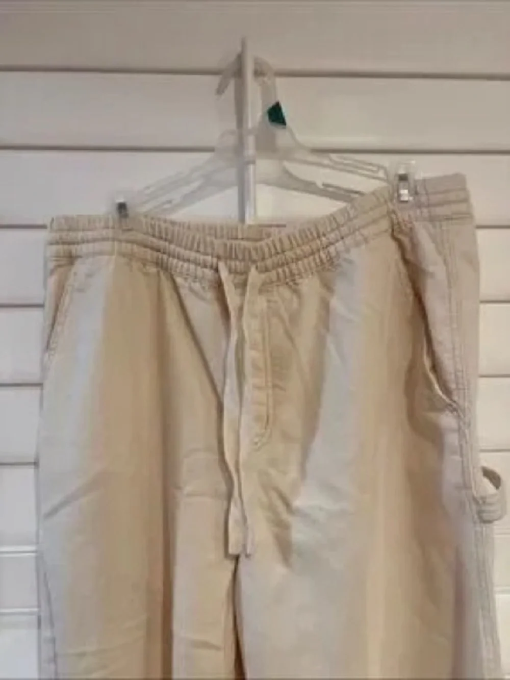 Men's Casual Drawstring Cargo Pants in Cream